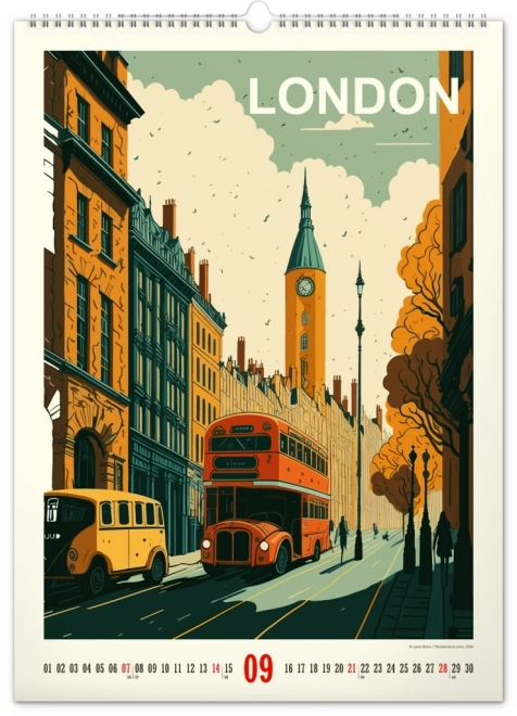 Wall calendar travel posters - world cities 2025