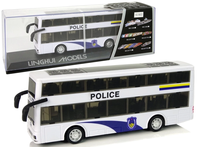 Double-Decker Police Bus with Sound and Pull-Back Mechanism