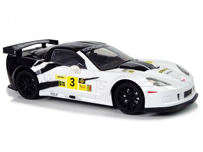 remote control racing car corvette c6.r white with lights