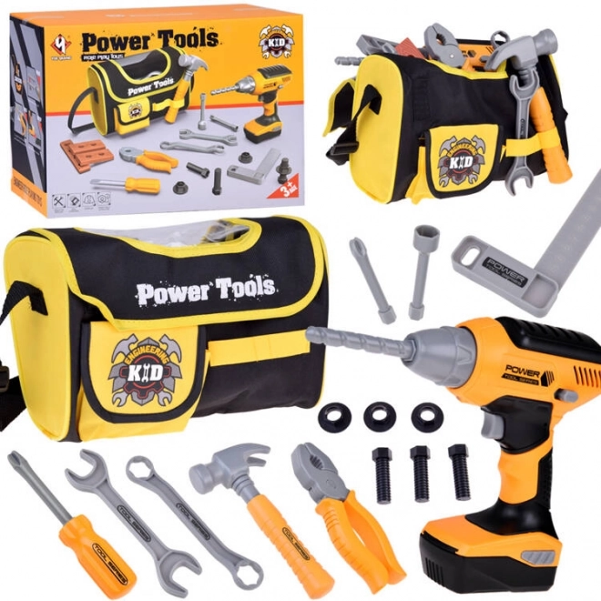 Large Kids Tool Set with Bag and Battery Drill