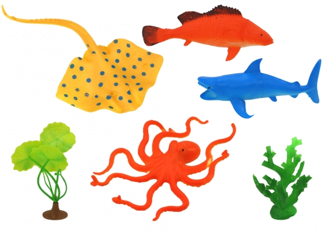 Sea Animal Figures Set with Aquatic Plants