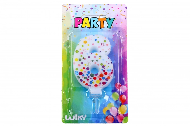 Party Candle Number 6 Polka Dots