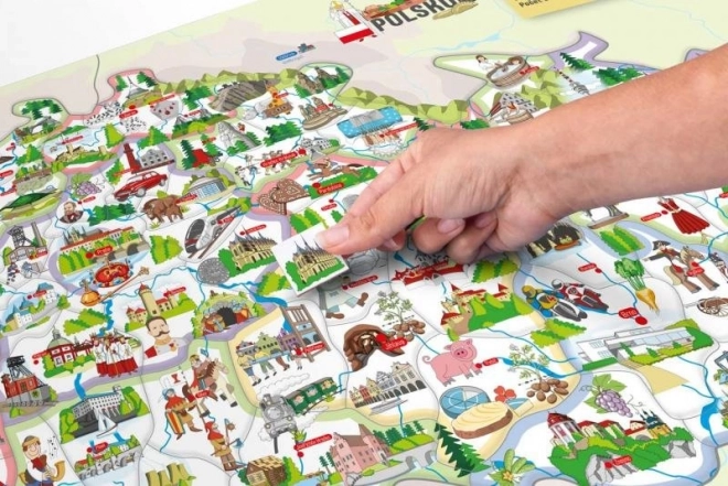 Woody Magnetic Map of the Czech Republic with Illustrations and Board Game