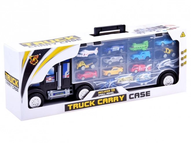 large truck with toy cars set