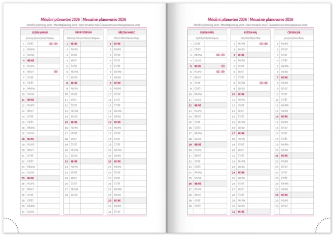 Weekly Diary Tomy 2025 in Blue-Red