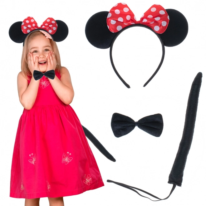 Mouse Costume Set With Bow Headband, Tail And Bowtie