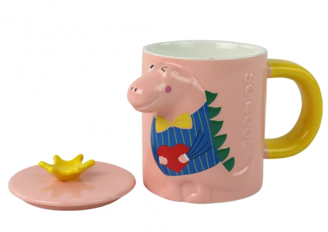 Pink Dinosaur Mug with Lid