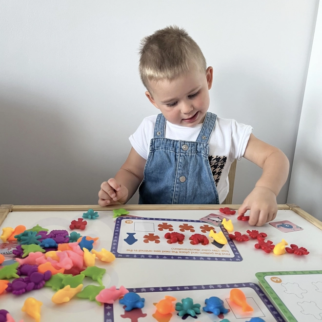 Set educativo Woopie Montessori per l'apprendimento del conteggio e della classificazione dei colori Mondo Marino 111 pezzi