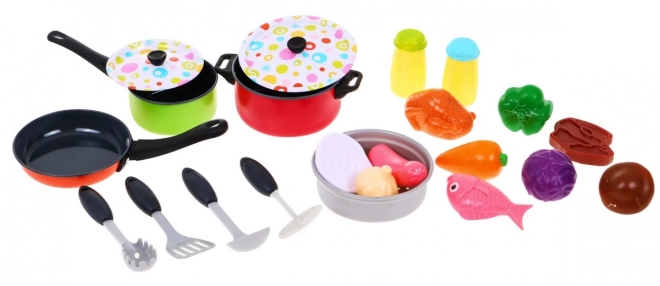 Colorful Cooking Set for Kids with Pots and Toy Food