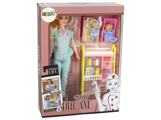 doctor doll with long hair and accessories