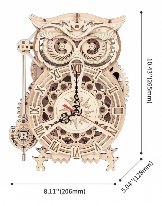 Robotime Rokr 3D Wooden Puzzle Owl Desk Clock with Timer