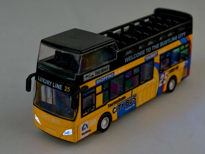 Metal Double Decker Bus with Opening Doors – Yellow