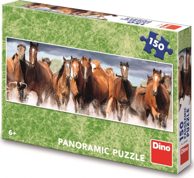 DINO panoramic puzzle horses in water