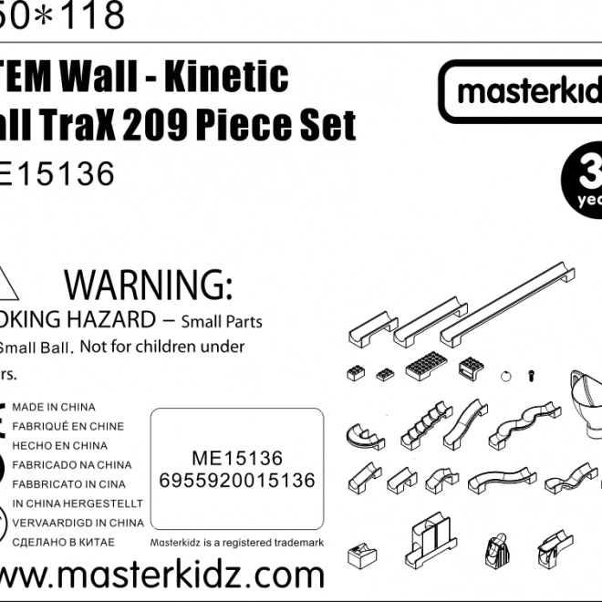 Set da costruzione Masterkidz tavola STEM per pista a biglie 209 pezzi