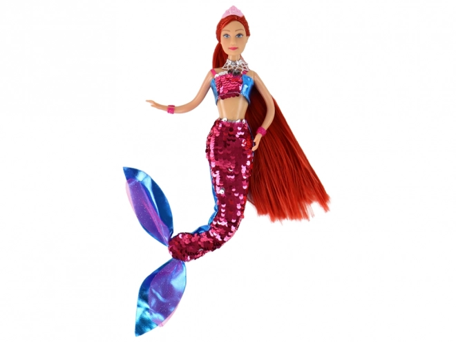 Mermaid Doll with Long Hair and Sequin Tail