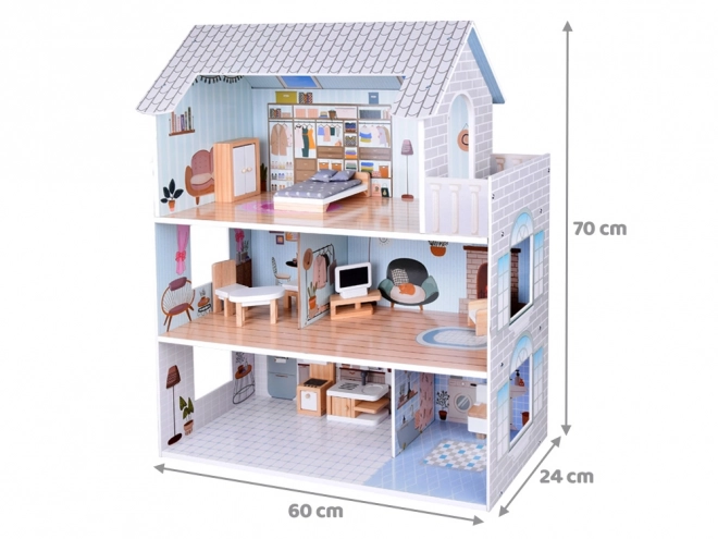 Charming Wooden Dollhouse with Furniture