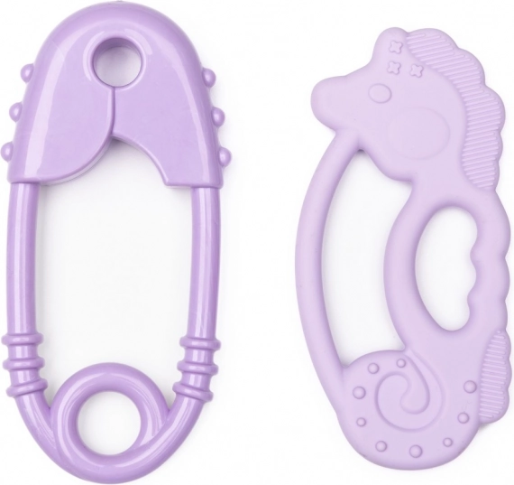 Spilla e massaggiagengive in silicone cavalluccio marino viola