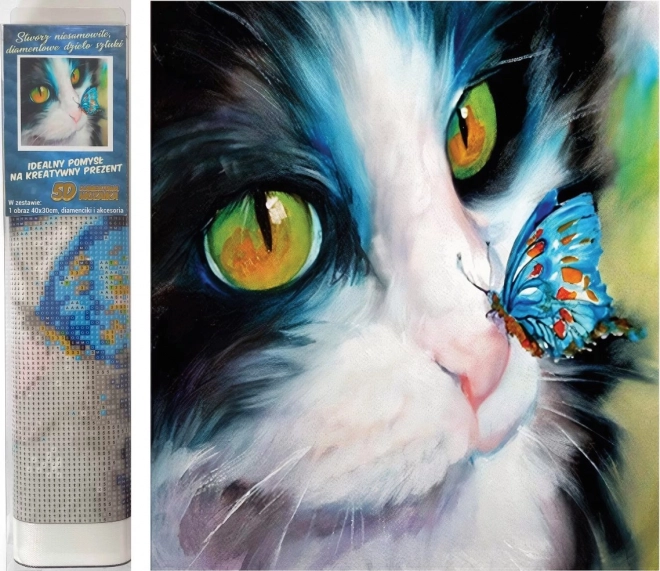 Diamond Painting Kit Kitten with Butterfly 30x40cm