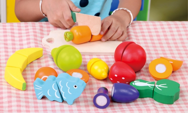 Wooden fruit and vegetable cutting set by Ecotoys