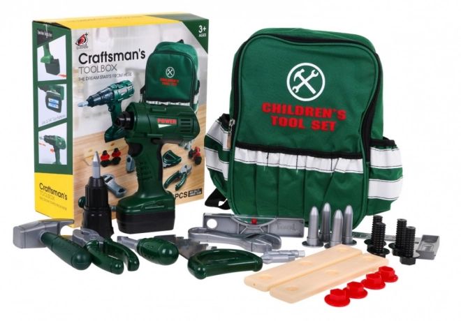 Large Handyman Set for Kids with Interactive Drill and Backpack