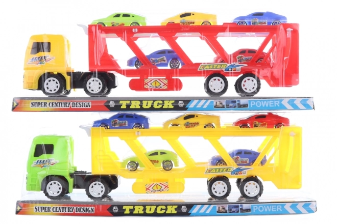 Car transporter toy with friction power