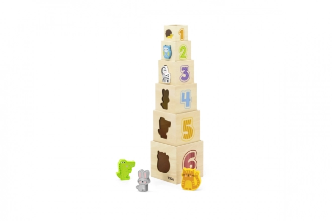 Wooden Stacking Blocks with Animals and Train