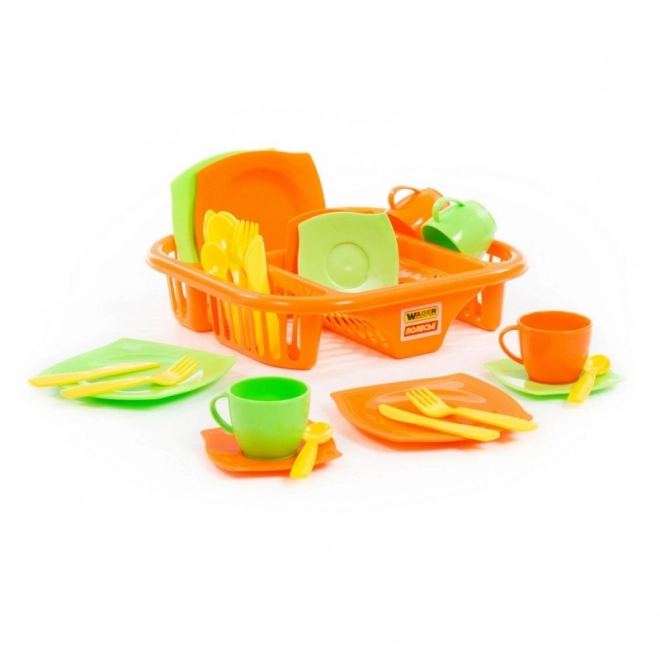 Alice's Play Dish Set with Drainer for 4