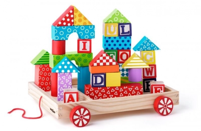 Wooden Block Wagon with 35 Pieces