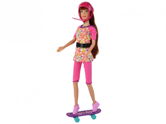 Lucy Doll Set with Pink Scooter and Skateboard