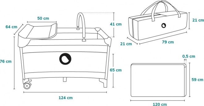 Lionelo Travel Crib and Playpen Flower 2-in-1 Grey Scandi – Turquoise