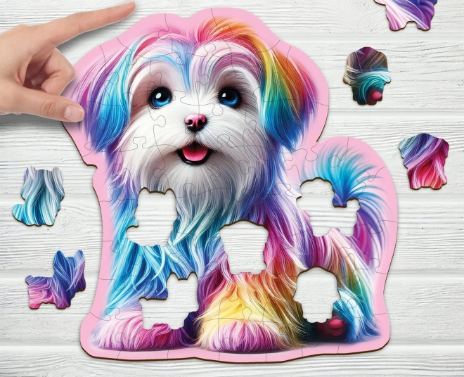 Drevené puzzle Veselé šteňa 50 dielikov