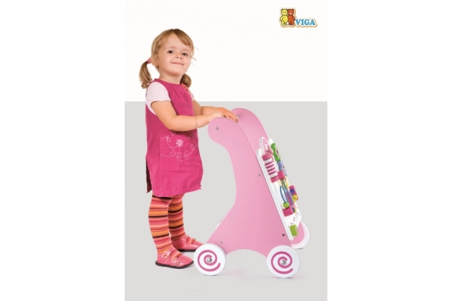 Wooden Baby Walker Pink