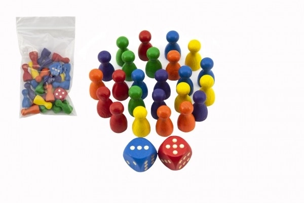 Wooden Game Figures Set with Dice