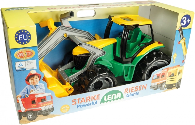 Green And Yellow Tractor With Loader And Backhoe