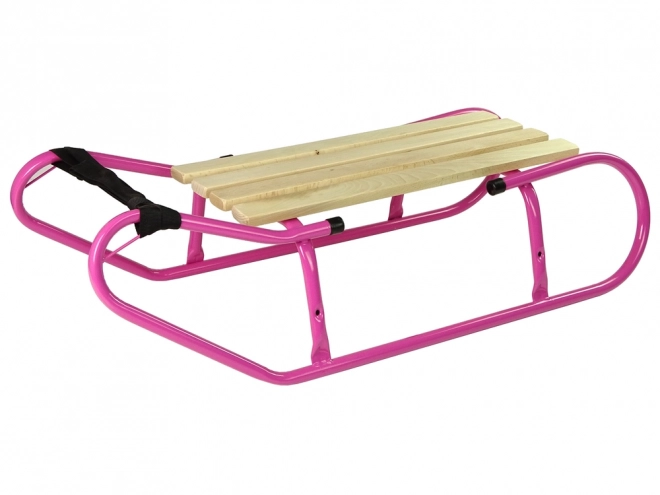 Metal sleds with backrest and pink strap