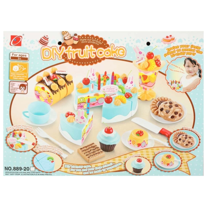 Birthday Cake Cutting Set with 75 Pieces, Blue