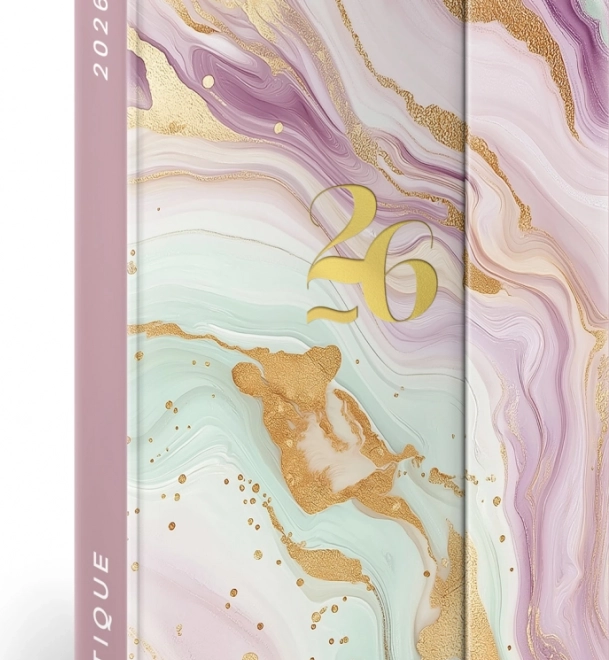 Weekly Diary Pink Marble with Magnetic Closure 2026