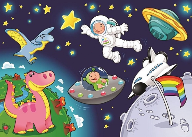 Art puzzle astronaut and Pegasus foal puzzle set