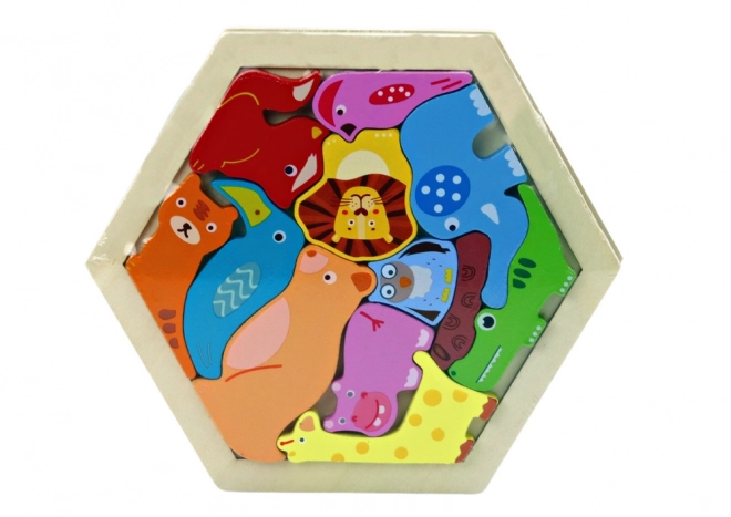 Colorful Animal Wooden Blocks Puzzle