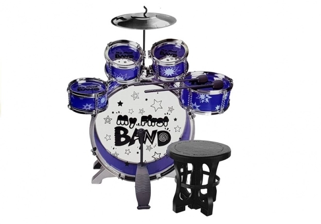 Large Drum Set with Blue Chair