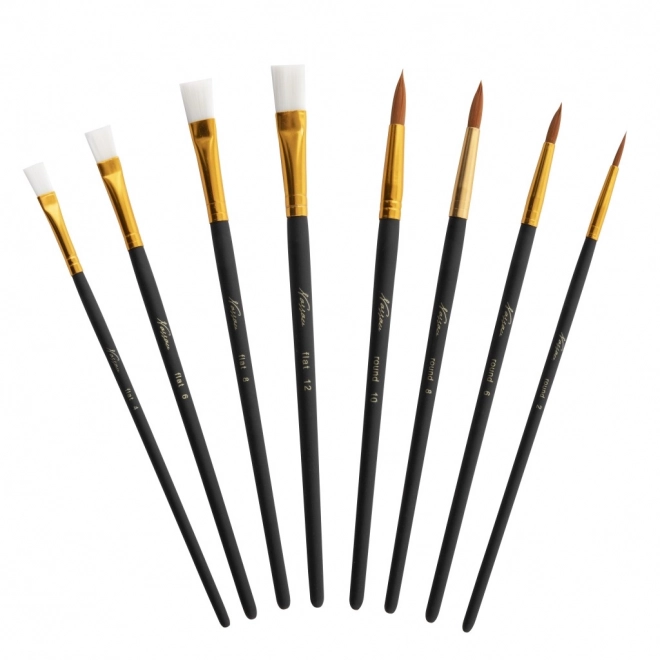 Wooden artist palette with 4 flat/round brushes