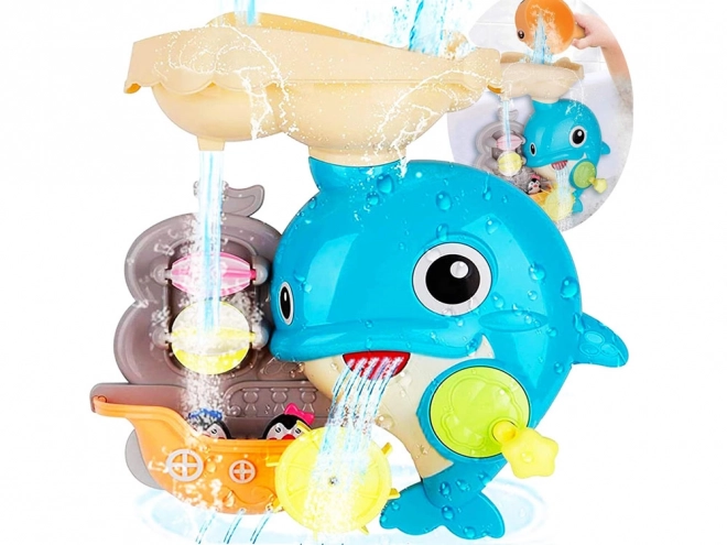 Happy Dolphin Bath Toy with Boat and Penguins