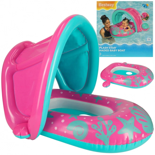 BESTWAY 34091 Barchetta gonfiabile per bambini con sedile e tettuccio rosa 1-2 anni 18 kg