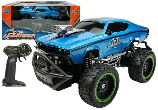 Remote Control Off-Road Car with High Wheels Blue