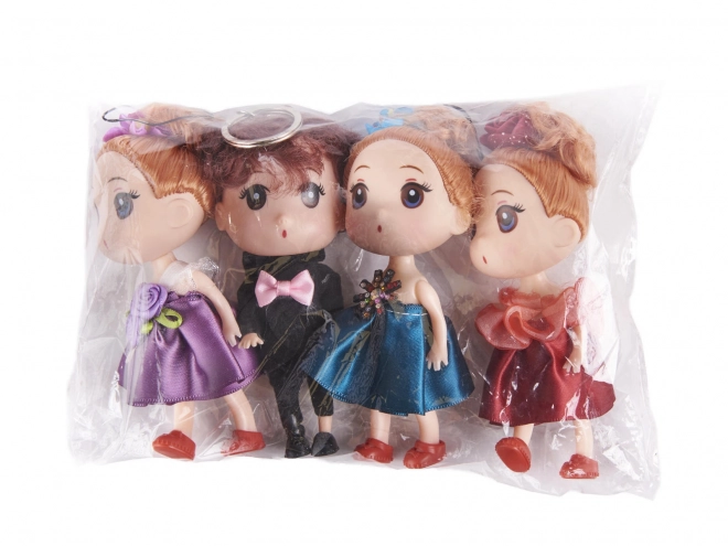 Dollhouse Dolls Set - 3 Girls and 1 Boy (Set of 4)