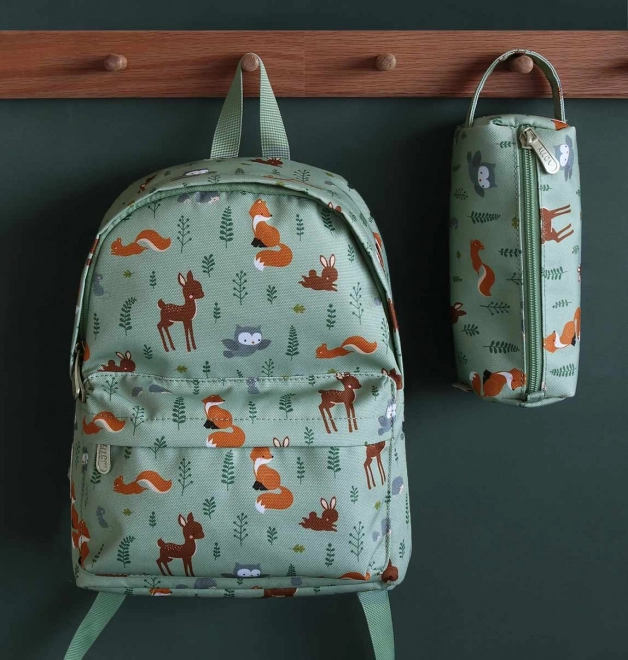 Mint Green Forest Friends Pencil Case