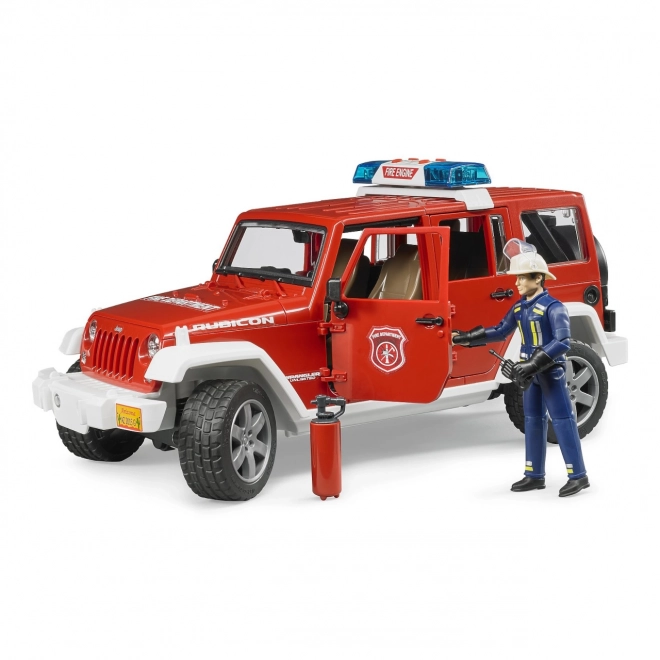 Bruder Red Fire Jeep Wrangler with Firefighter Figure and Accessories