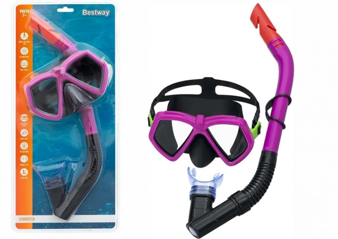 Pink diving set with mask and snorkel