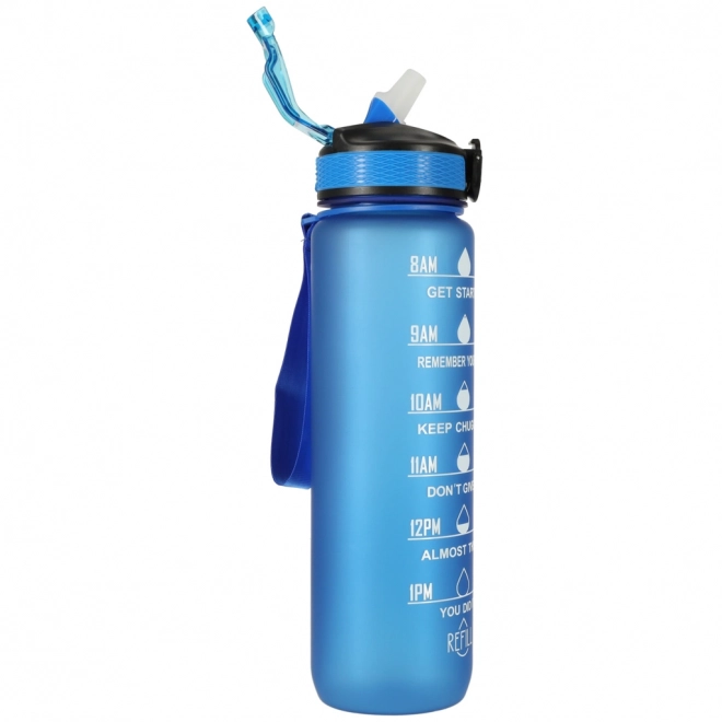 Motivational Pink Water Bottle with Straw and Handle - 1L – blue