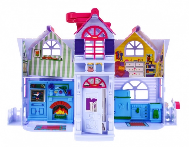 Foldable Dollhouse with Family Figures and Furniture